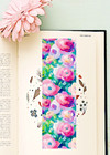 Bookmark Pastel Roses - Gift For Women Book Readers 6x2 Laminated Artwork