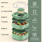 Double-layer Bento Lunch For   Adults With Removable Stainless Steel Dividers   