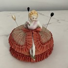 Antique Pin Cushion Porcelain Half Doll W detached Legs Made In Japan