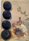 Set Of 4 Vintage 3 4  Navy Victorian Flower Glass Buttons   New old Stock