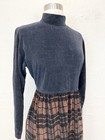 Vintage Dress Velour Velvet Cottagecore Farmhouse 90s Midi Black Brown Plaid S