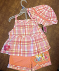 New Disney Kids Princess Pink Plaid 3 Piece Set Sz 4t Embroidered Vtg Kmart Tag