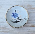 Set Of 4 Antique Bavarian Porcelain Butter Pats Gold Gilt  Floral Scallop