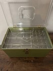 Vintage Green Wilson Wil-hold Sewing Storage Box Full Sewing Notions -2 Trays