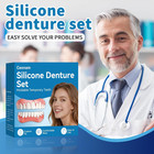 Silicone Denture Set Upper Lower Full Teeth With Dental Adhesive Beads   Tweezer