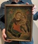 Antique Mexican Retablo 1800s Our Lady Refuge Of Sinners Oil On Tin 19th Century