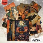 32 Halloween Postcard Lot Witch Girl Cat Crow Skeleton Retro Bat Spooky Pumpkin