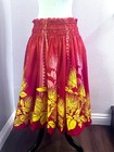 New Red Yellow Lehua Blossom Hawaiian Pau Pa u Hula Skirt Made In Hawaii