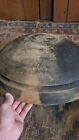 Antique Early Primitive Large Wood Dough Bowl Old Black Paint 18 25 