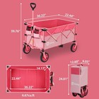 Large Capacity Heavy Duty Folding Wagon Cart With A Carry-on Bag For Garden pink
