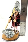 Vintage Romanian Shepherd Figurine 7 5    Folk Art Man W  Sheep On Wood Base