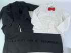 4 Pc Little Boys Black Tuxedo W  Tails Suit Size 4 Red Bow Tie Wedding Forma