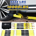 8 Axle Straps Ratchet Tie Down Strap Car Trailer Hauler Towing Tire Straps Kit