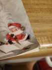   I 533- Vintage Unused Xmas Greeting Card Santa With Glittered Feather Pen