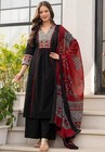 Women s Pure Cotton A-line Kurta Set With Palazzo Pants   Dupatta ethnic Wear