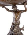 Large Antique Bronze Figure Aquarius Bowl Signed Auguste Moreau 21  Rare Unique