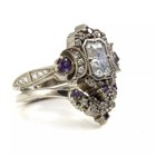 Moon Radiant Cut Lab Created Diamond Amethyst 925 Silver Wedding Bridal Ring Set