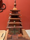 Vintage Japanese Wooden Pagoda Shaped Large Jewelry Box Read