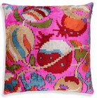 Canvello 20x20 Pink Floral Silk Velvet Pillow     Handmade Uzbek Pattern