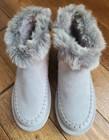 New Bearpaw Sz 9 Gray Suede Laphea Outdoor snow Boots Faux Fur Lining trim