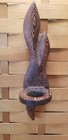 Vtg Wooden Wall Sconce Cryptomeria Plant Candle Holder Placque Hand Carved Read