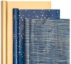 Wrapping Paper Roll - Mini Roll - 3 Rolls - 17 Inch X 120 Inch Per Navy   Gold