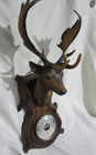 Black Forest Design Hard Plastic Deer Head Barometer Thermometer Wall Hanging