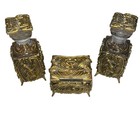 Hollywood Regency Rococo Style Ormolu Vanity Set-perfume Bottles   Trinket Dish