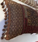 Croscill Galleria Boudoir Pillow Burgundy Red Gold Stuffed Ornate Tassels