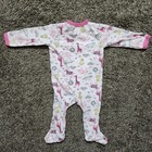Emporio Baby Pajamas 3-6 Months White Pink Girls Cotton Polyester Animals Footed