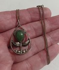 Unique Vintage Sterling Silver   Jade Necklace  Native Southwestern Navajo 