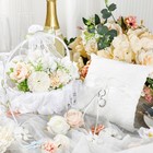 2 Pack Flower Girl Basket And Ring Bearer Pillow Set  White Satin Lace Flower   