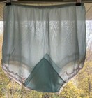 Vtg 1940s Sheer Granny Blue Nylon Ruffled Leg Briefs Panties Diamond Gusset S 