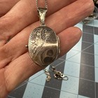 Vintage Sterling Silver 925 Etched Oval Locket Pendant And Box Chain 8 Grams 18   