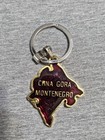 Montenegro Map Keychain Crna Gora Double Sided Souvenir National Emblem Gold Ton