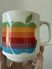 Vintage Original Apple Macintosh Computer Mug 1980s Full Rainbow Logo