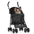 Folding 4-wheels Dog Stroller Portable Adjustable Canopy Pet Travel Carrier Cart