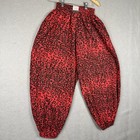 Vintage 80 s Parachute Pants Mc Hammer Red Cheetah Print Medium Elastic Waist