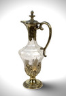 Solid Silver Sterling Gilt  Crystal Wine Claret Jug Vienna Austria  C1880 Ewer
