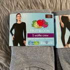 Fruit Of The Loom Thermal Set Womens Size Small Gray Waffle Crew Shirt Pants New