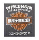 Harley-davidson Men s Elongated Orange Bar   Shield Charcoal T-shirt 30291961