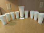 Set Of 8 Colony Harvest Milk Glass Plus Vase  Mid Century Modern  Mcm