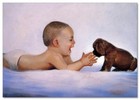 Lovely Children-flowers Of Life Pretty Baby   Puppy Kids Art New Modern Postcard