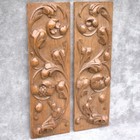 Antique Pair Carved Wooden Panels Of Solid Oak With Acanthus Leaf Design 13 39  