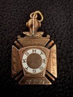 Vintage Rare 10k Gold Masonic Knights Templar Jeweled Black Onyx Fob Pendant
