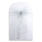 50 Pcs Organza Chair Cover Bow Sash 108 x8  - Silver - Wedding Party Banquet Wg