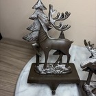 Moose In Woods Heavy Metal Oiled Bronze  Christmas Stocking Holder Holiday 2 Pc