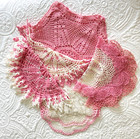 Vintage Pink White Doilies Lot  6  Handmade Crochet Dresser Scarves Boho Hippie
