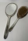 Antique Large Sterling Siliver Vanity Set Brush And Mirror