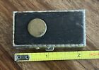 Vintage Silver Tone   Hinged Wood Lid Pill Box Plastic Compartment 2    X 1    X  5   